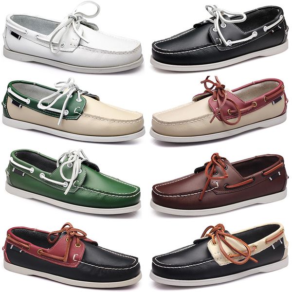 

2021 new designer great quality mens shoes loafers black red green leather on dress wedding drive dflats bottoms men casual shoes for party