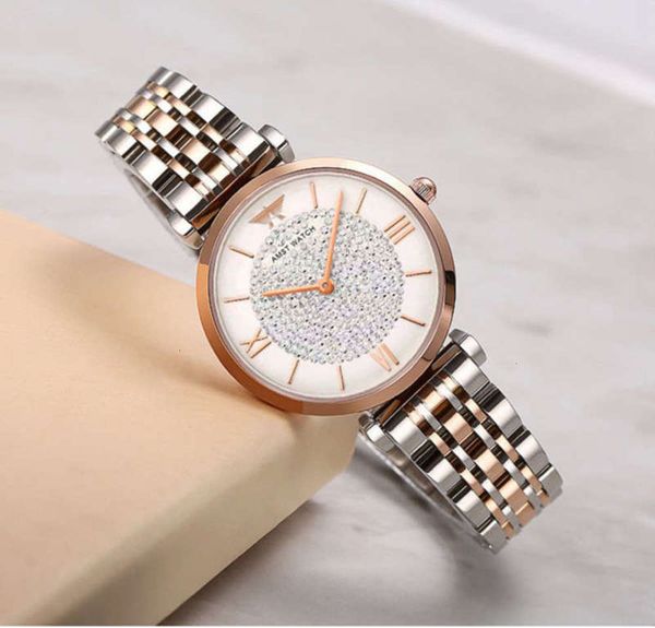 

amst diamond tiktok stainless drill, jitter, steel waterproof quartz watch, ladies. m42f, Slivery;brown