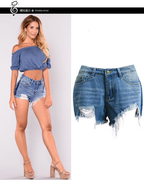 

selling new women's hair and fringe jeans shorts in 2019, White;black