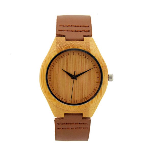

men's bamboo watch watch leather quartz leisure bamboo watch, Slivery;brown