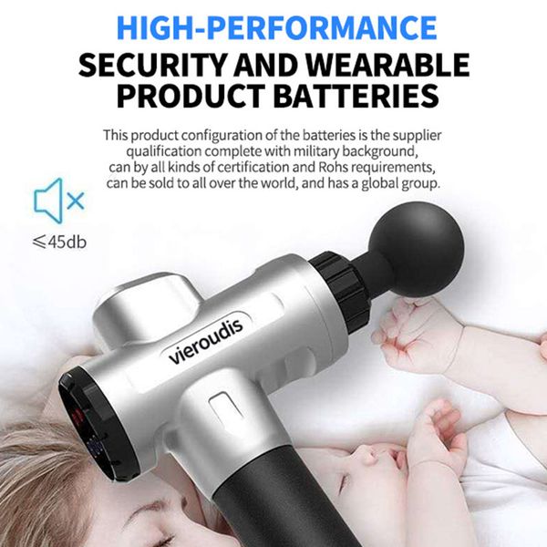 

handheld fascial gun deep muscle percussion massager brushless motor with 4 massage head fitness sports to relieve body pain