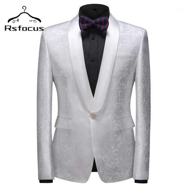 

rsfocus spring autumn fashion single button blazer jacket shawl collar slim fit white casual prom wedding blazer for men xz0791, White;black