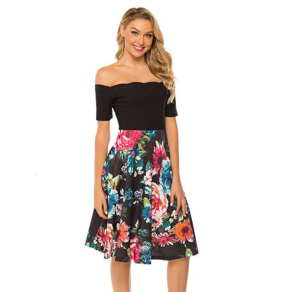 

print women's piece 2020 multi style floral dress, Black;gray