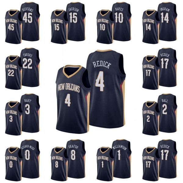 

new orleans pelicans men zion williamson dairis bertans frank jackson derrick favors elfrid payton j.j. redick nikola jersey, Black