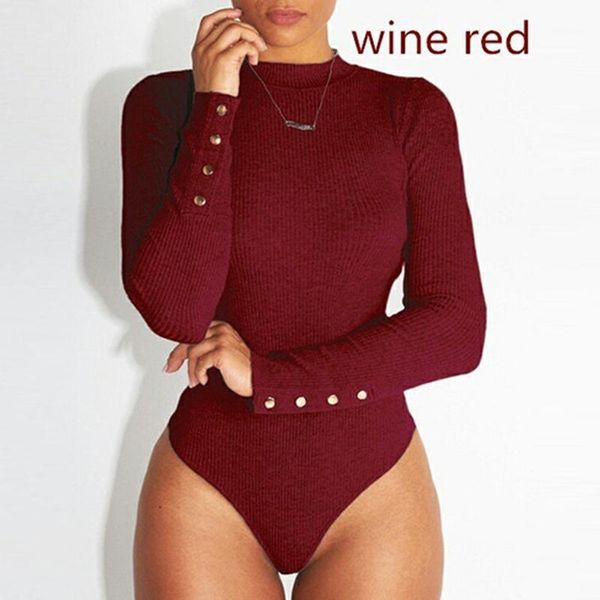 

women's fashion stretch bodysuit long sleeve bodysuit with button solid slim casual ladies rompers autumn clothing1, Black;white