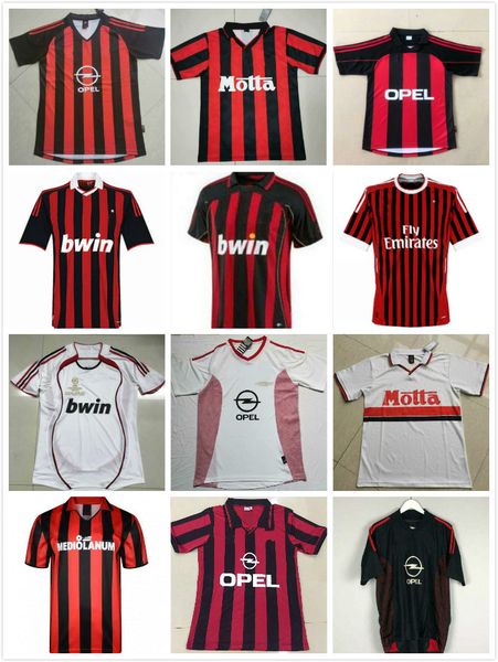

2006/07 retro vintage classic star kaka maldini away maillot de foot uniform kits soccer jersey thailand quality 2002/03 football shirts kit, Black;yellow