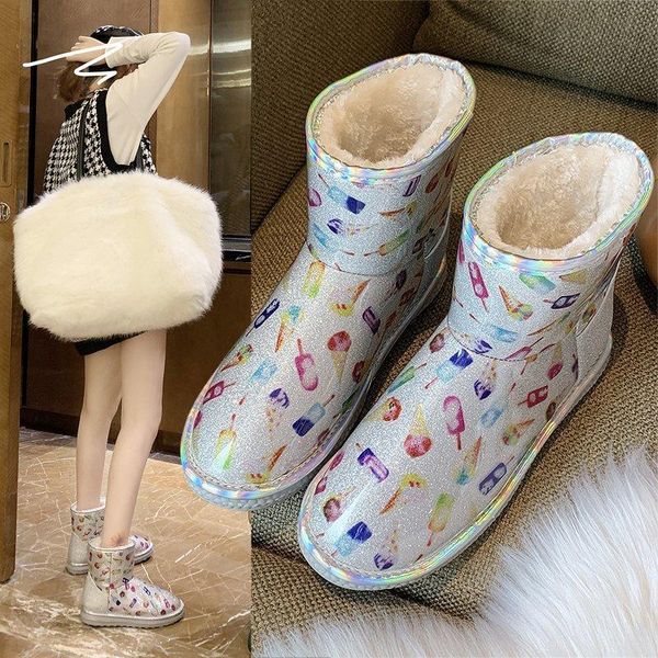 

botas invierno mujer 2020 brand women boots multicolor cute fashion outdoor plush warm ladies snow boots leisure winter shoes, Black