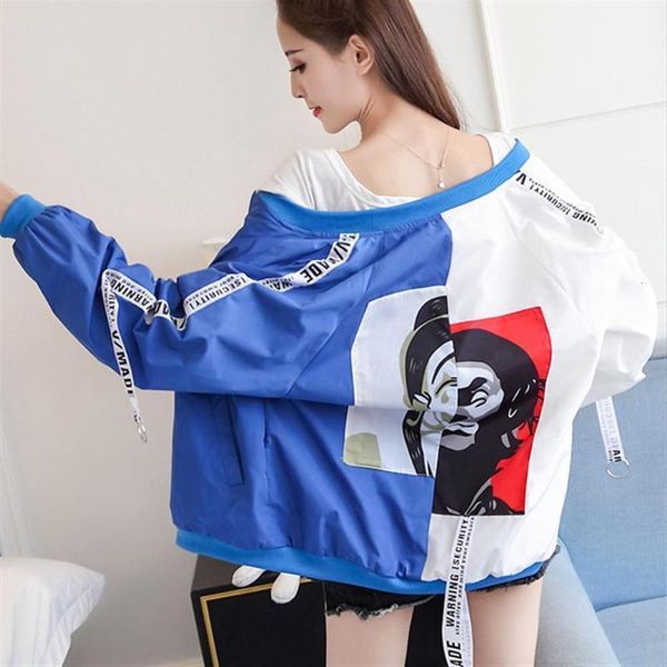 

women's jackets 2019 fashion thin outerwear long sleeve patchwork zipper jacket windbreaker coats bomber female baseball 3xl1, Black;brown