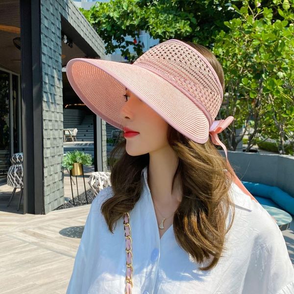 

2020 нью-женщины шлемов sun hand made стро bow visor caps summer cap hat повседневная shade пустые top hat бич jlllqr dhzlstore, Black;white