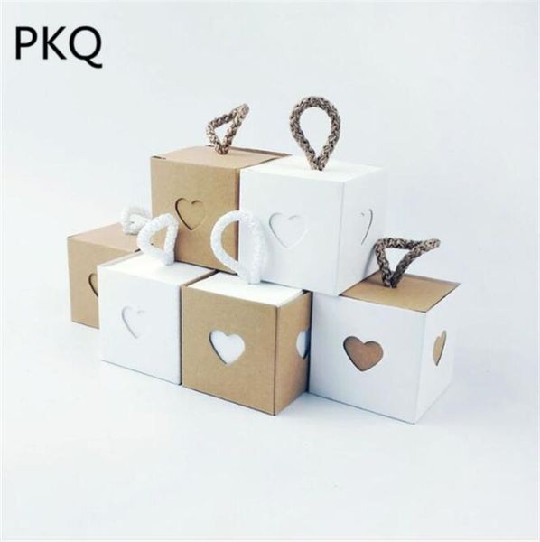

50pcs 5.5*5.5*5.5cm christmas candy box romantic heart kraft gift bag with burlap twine chic wedding favors gift box supplies1