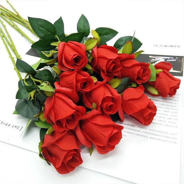 

1pc fake silk flower rose plastic artificial flower branch for wedding and home accessories decoration room decor