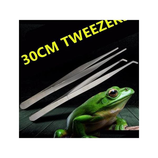 

big size 304 stainless steel reptile tweezers clips with non-slip design tool for frog spider lizard terrarium cleaning feeding eq3kl