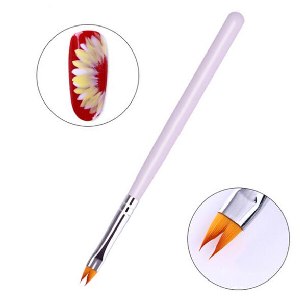 

nail brushes fashion manicure art tools fiber painting gel flower drawing pen purple handle floral brush, Yellow