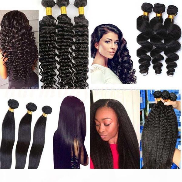 

brazilian hair bundles virgin human hair weaves wefts 8~34inch unprocessed peruvian indian malaysian mongolian hair extensions wholesale, Black