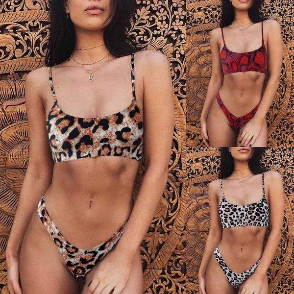 

women's fashion leopard print push-up thicken bra beach swimwear bikini set women brazilian padded#g30, White;black