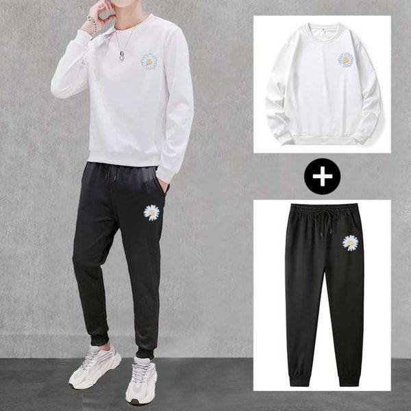 

sweater autumn suit loose long sleeve sports casual pants 2-piece korean large men's wear, Gray