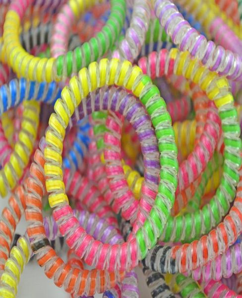 

5см радуга tie hairband волос резиновый канат bands телефонный провод линии gum кольцо повязка для женщин девушки bbygth bdehome, Silver