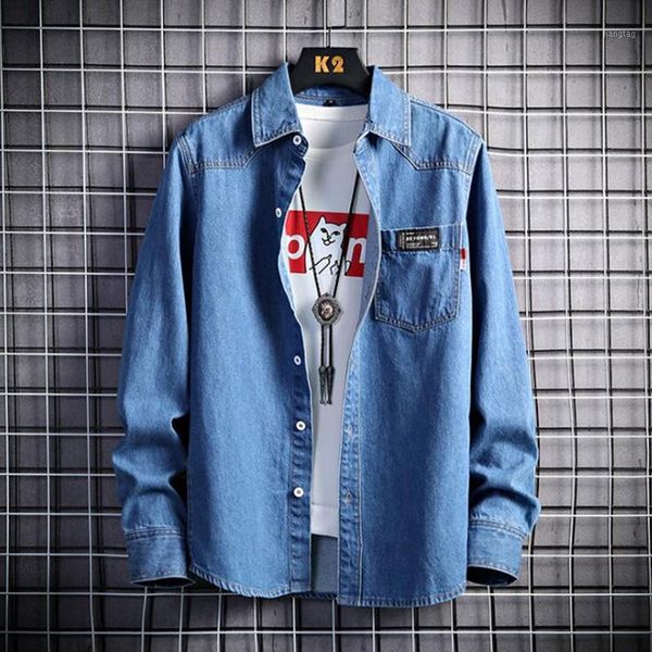

new style spring and autumn washing charm jeans shirts long sleeve men's shirt denim wear men's jacket cowboy wear, White;black
