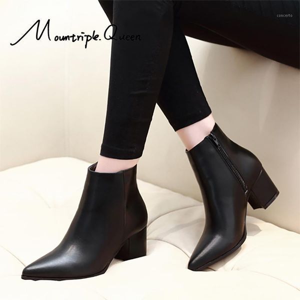 

shoes woman new fashion autumn and winter women boots punk high heel punk snow boots sharp ankle black women 20201