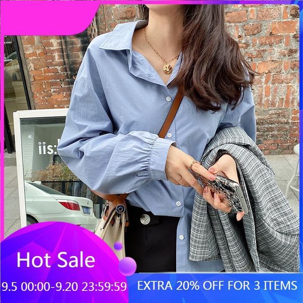 

mishow 2020 весенние рубашки женщины сплошной turn воротник с длинным рукавом управление леди женщины топы mx20a4163, White