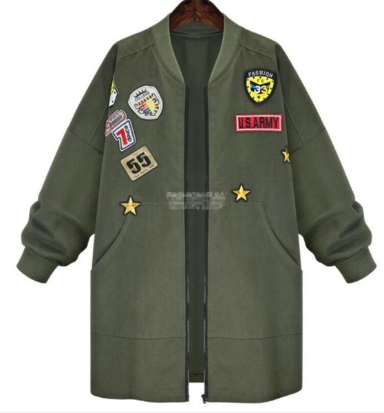 

plus size women's clothing, fat mm autumn clothing was thin, mid-length windbreaker temperament jacket female 1321, Tan;black