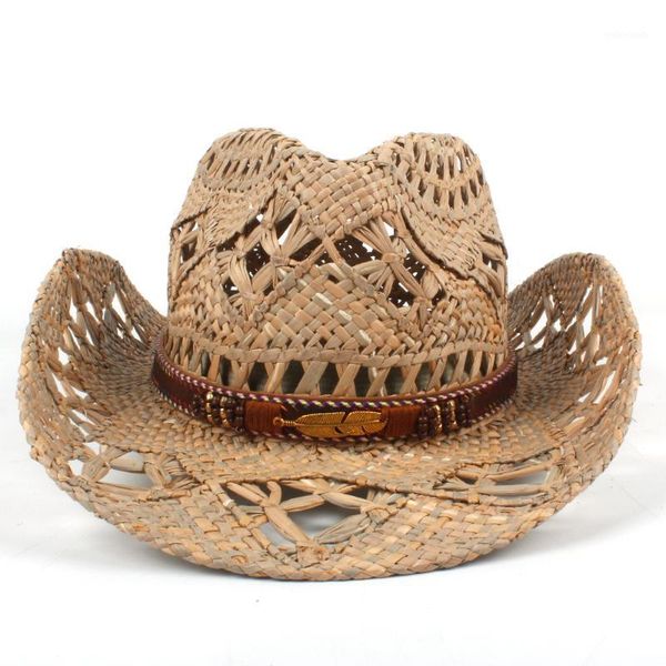 

wide brim hats 2021 women men natural straw sun hat hardmade weave western cowboy for lady dad summer sombrero hombre lifeguard hats1, Blue;gray