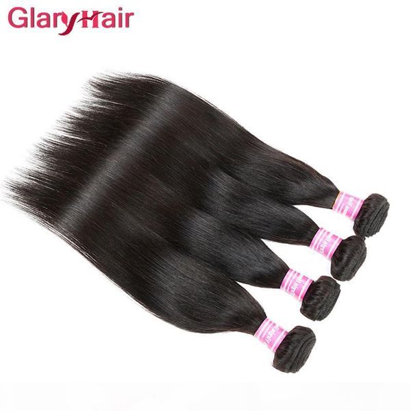 

glary wholesale brazilian virgin human hair bundles straight peruvian hair weave malaysian indian cambodian virgin hair extensions 6pcs lot, Black