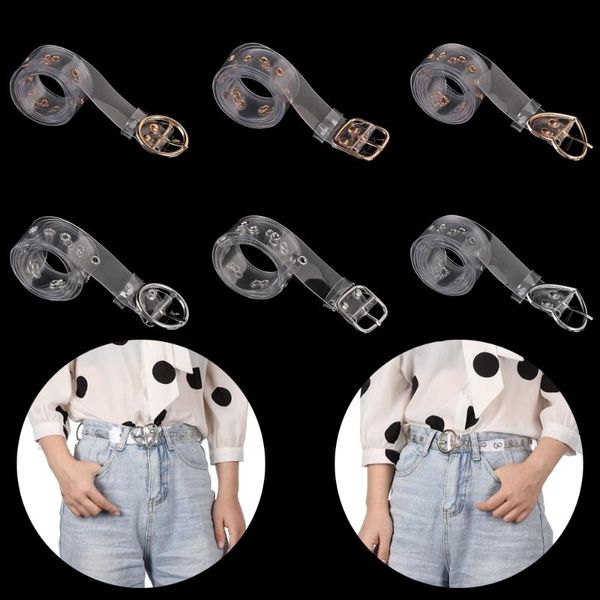 

2020 new fashion transparent women belt laser holographic clear pin buckle wide waist bands waistband invisible punk waist belt, Black;brown