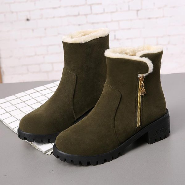 

buty damskie 2020 women winter snow boots warm flat platform zipper ladies women's shoes new fur suede ankle boots female, Black