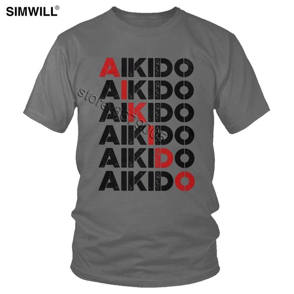 

sport vintage aikido t shirts men's print cotton t-shirts round collar short sleeve japanese martial art tshirt casual summer tee gift