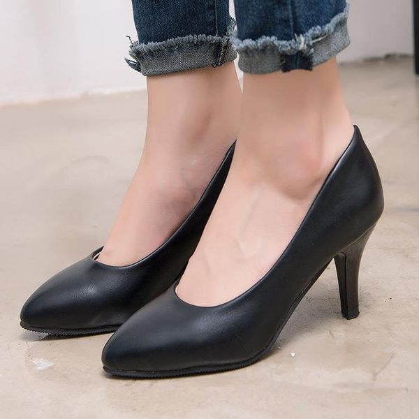 

spring fashion woman shoes pointed fine with heels shallow mouth high heels patent leather summer pumps shoes mujer, Black