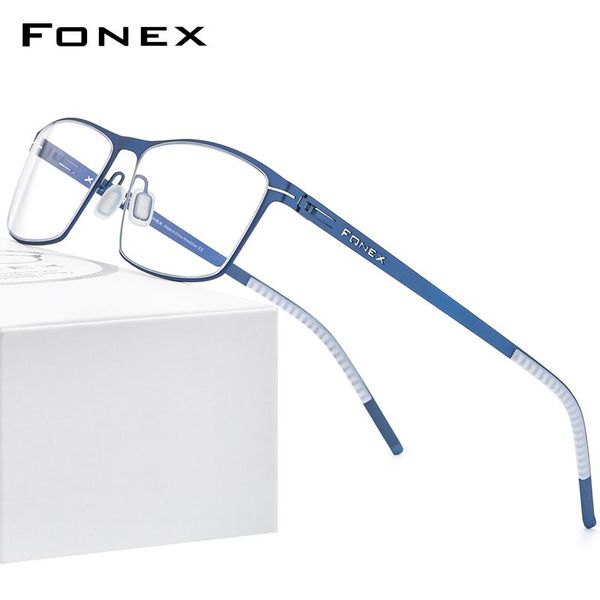 

fashion sunglasses frames fonex alloy glasses frame men square myopia prescription optical eyeglasses 2021 male full korean screwless eyewea, Black