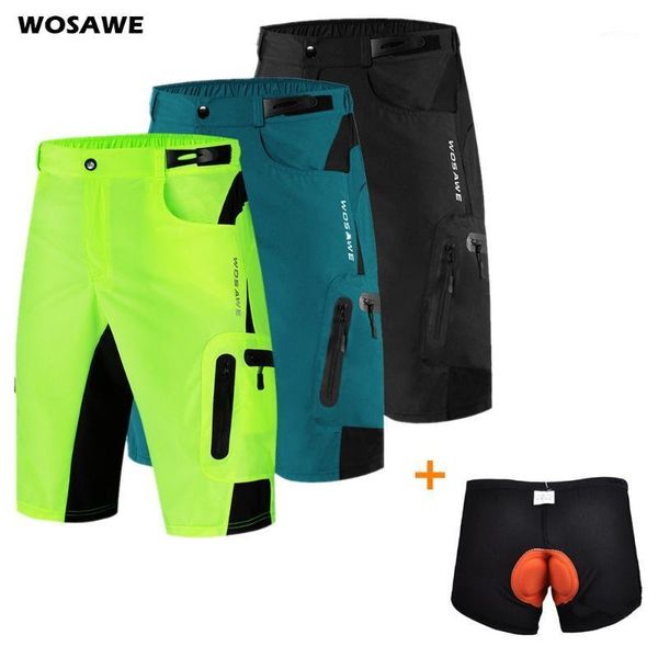 

wosawe men padded baggy cycling shorts reflective mountain bike bicycle riding trousers water resistant loose fit shorts1