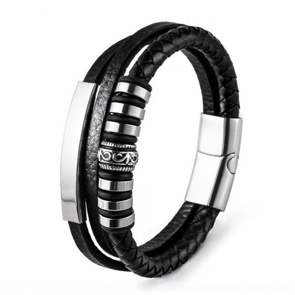 

nytp3 bracelet stainless steel woven bracelet simple leather men's jewelry leather rope pzsck, Golden;silver