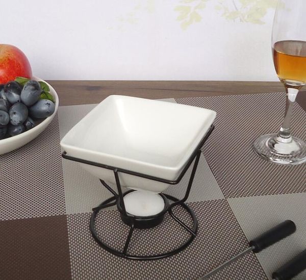 

ceramic chocolate melting oven white porcelain cheese chocolate fondue set with black iron tealight burner and bbyxiq ladyshome