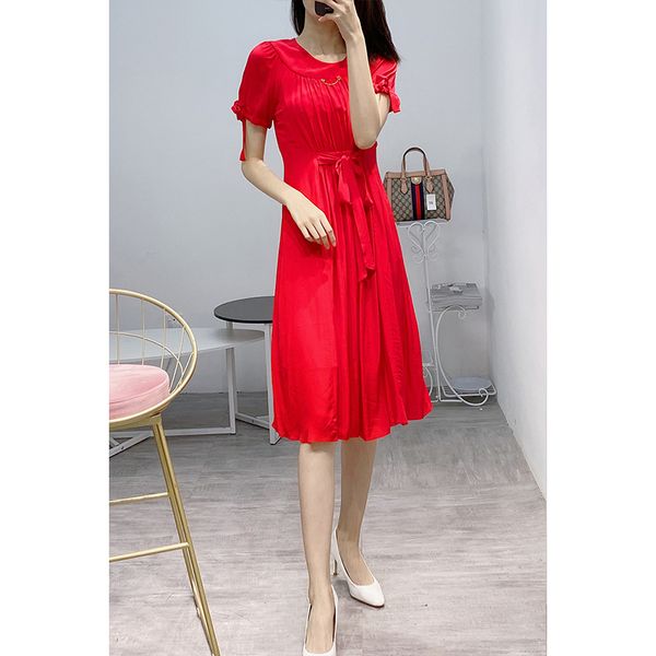 

2020 12 b8385 printing red silk dress iee8, Black;gray