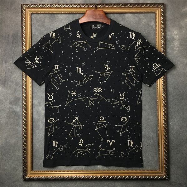 

pure 100% cotton short sleeve embroidery funny tshirt casual o-neck loose summer shirt for men tees e4yr, White;black