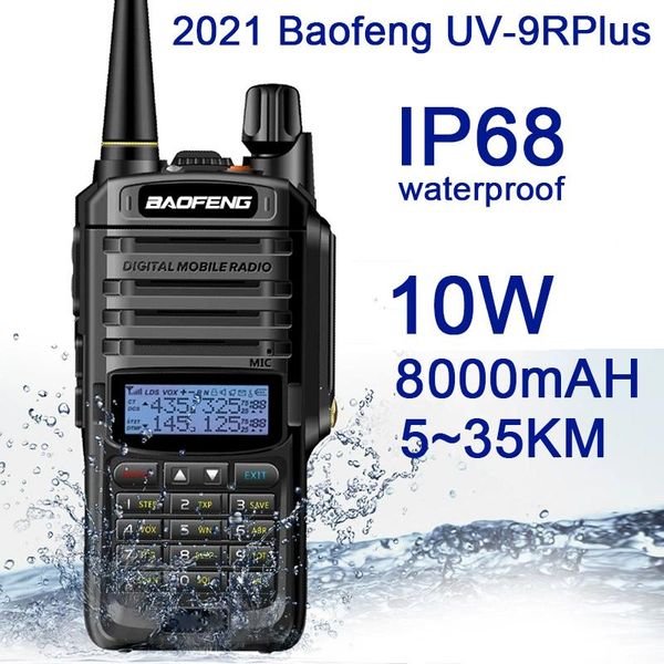 

2021nieuwe baofeng uv-9rplus 10w ip68 walkie talkie waterdichte dual band portable cb jacht ham radio uv9rplus u/vhf transceiver