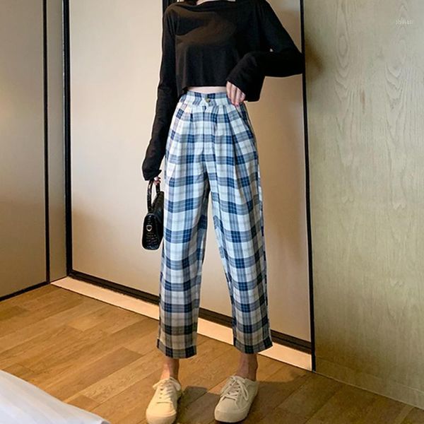 

2021 bomber harem pants plaid warm women joggers sweatpants winter for girl loose caual trousers 2021 spring korea1, Black;white