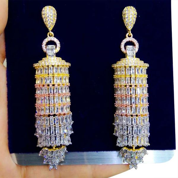

dangle & chandelier godki famous waterdrop earrings for women trendy cubic zircon party wedding engagement dubai earring jewelry, Silver