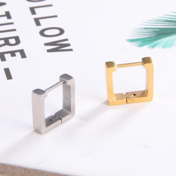 

hoop & huggie cooltime silver color geometric square earring symbol hollow small stainless steel earrings jewelry woman man gift factory, Golden;silver