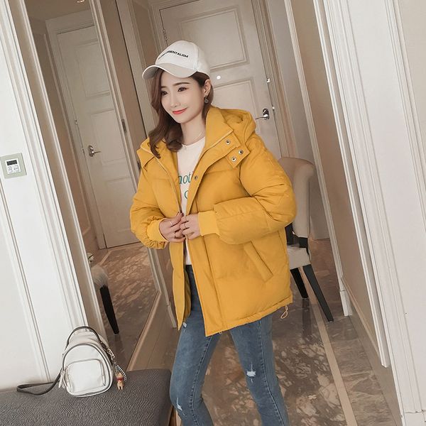 

2019 winter korean slim trend down women's short cotton padded jacket, Black