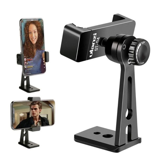 

ulanzi st-04 aluminum smartphone tripod mount adapter vertical video bracket cell phone clip 360 degree smartphone video tripod