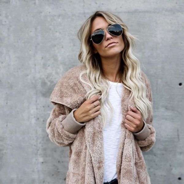 

fur cardigans women long sleeve oversize autumn wool casual loose coverup winter coat female sweaters plus size s 3xl, White;black