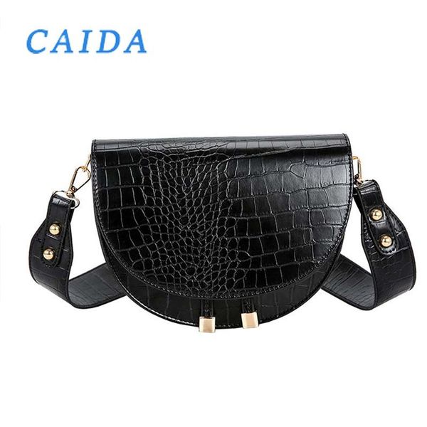 

caida women crossbody bag luxury fashion crocodile semicircle saddle bags soft leather shoulder bags ladies handbags designer