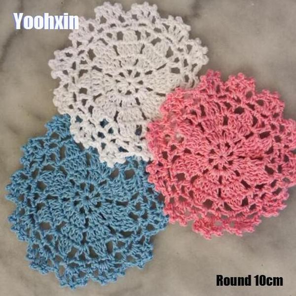 

vintage cotton round placemat cup coaster mug kitchen christmas table place mat cloth lace crochet tea coffee doily dining pad h wmtbff