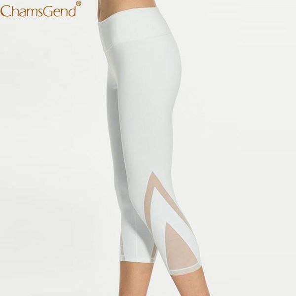 

yoga outfits calf-length pants capri pant sport leggings women fitness gym high waist legging girl black mesh 3/4 09, White;red