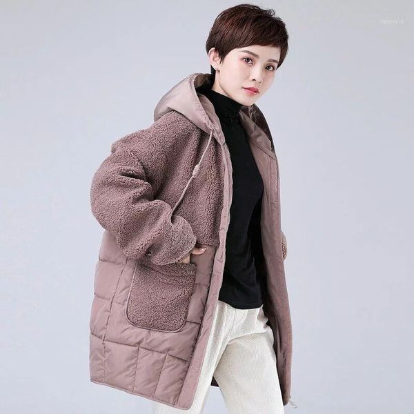 

new winter down jacket plus size women korean thick warm down cotton jackets long casual lamb cotton pad parkas 40-90 kg1, Black