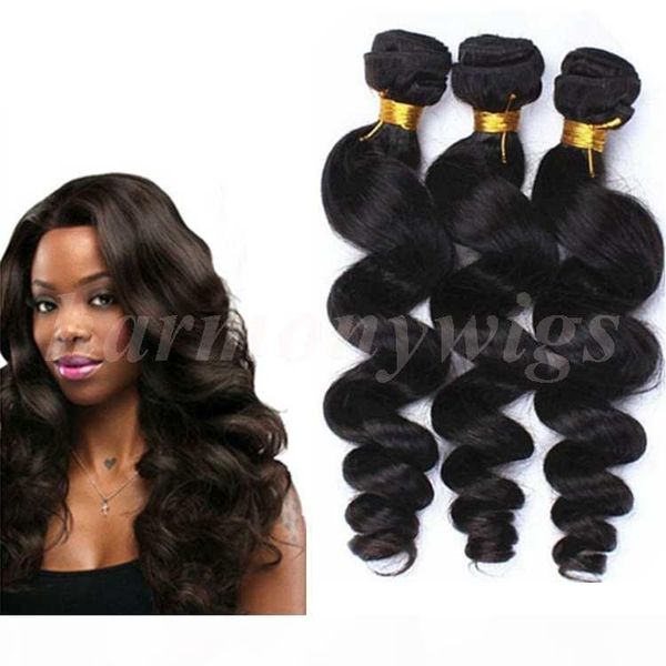 

virgin human hair bundles brazilian hair weaves loose wave wefts 8~34inch unprocessed peruvian indian malaysian russian hair extensions, Black