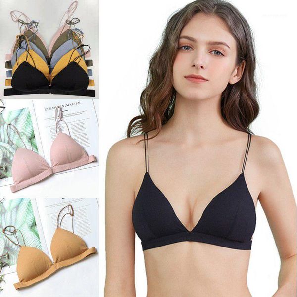 

bras women france triangle cup ladies underwear beautiful back thin belt no steel circle bra strap underwear1, Red;black